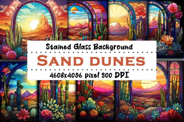 Sand Dunes Stain Glass Background Bundle