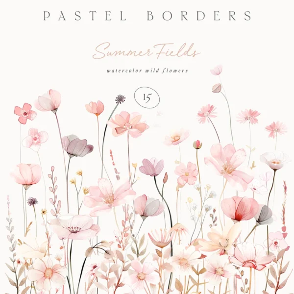 Watercolor FLORAL BORDER BACKGROUNDS